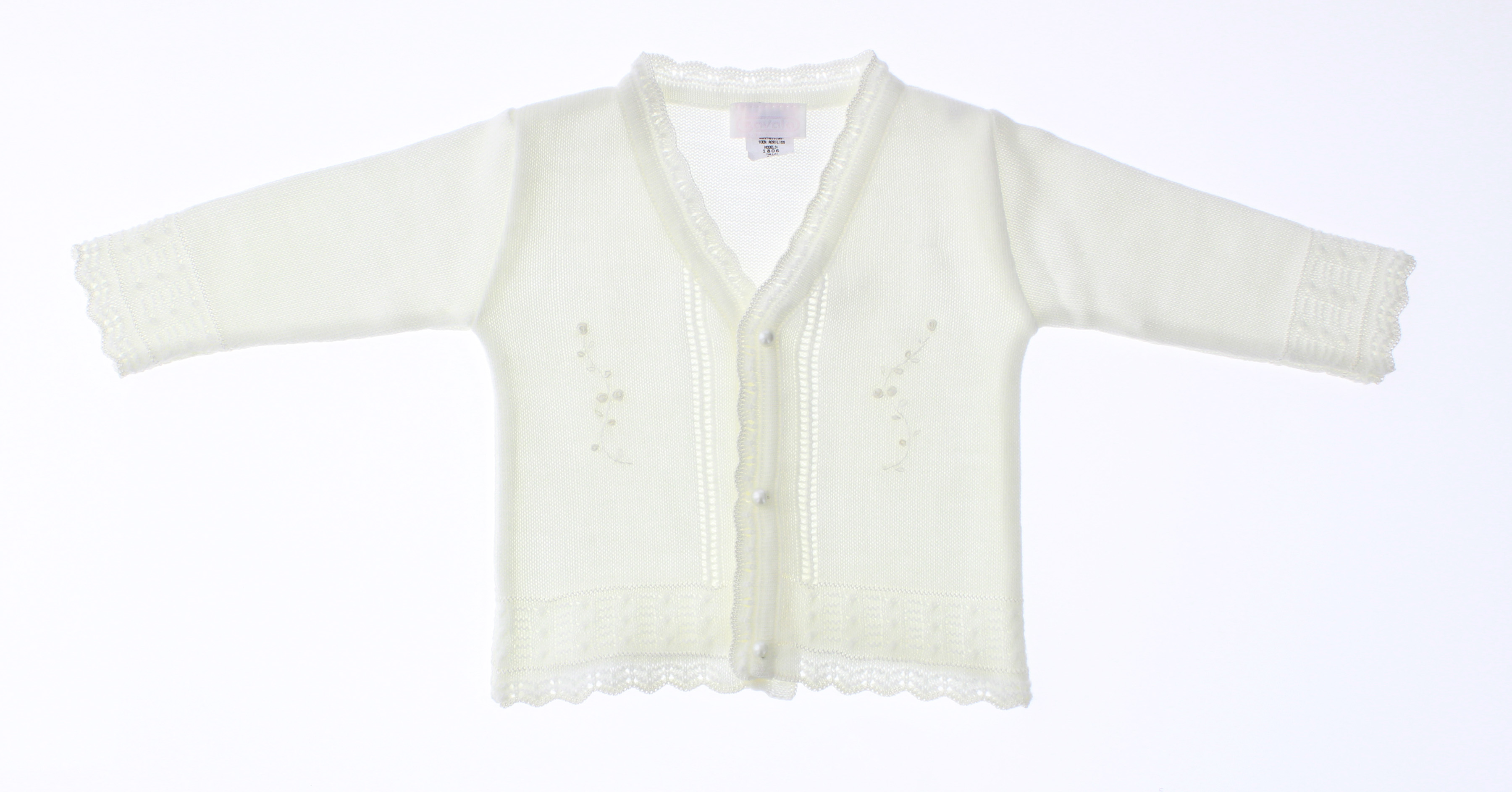 Foto 5 pulgar | Suéter Para Niña Chicos Olé 3051 Blanco Elegante Con Botón De Perla