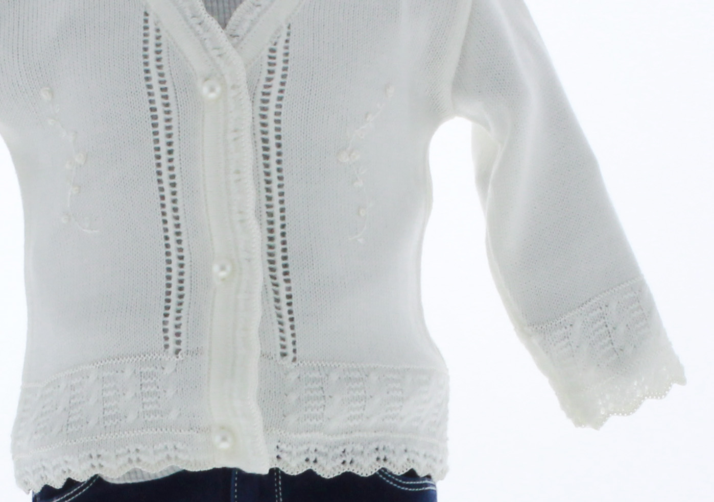Foto 6 pulgar | Suéter Para Niña Chicos Olé 3051 Blanco Elegante Con Botón De Perla