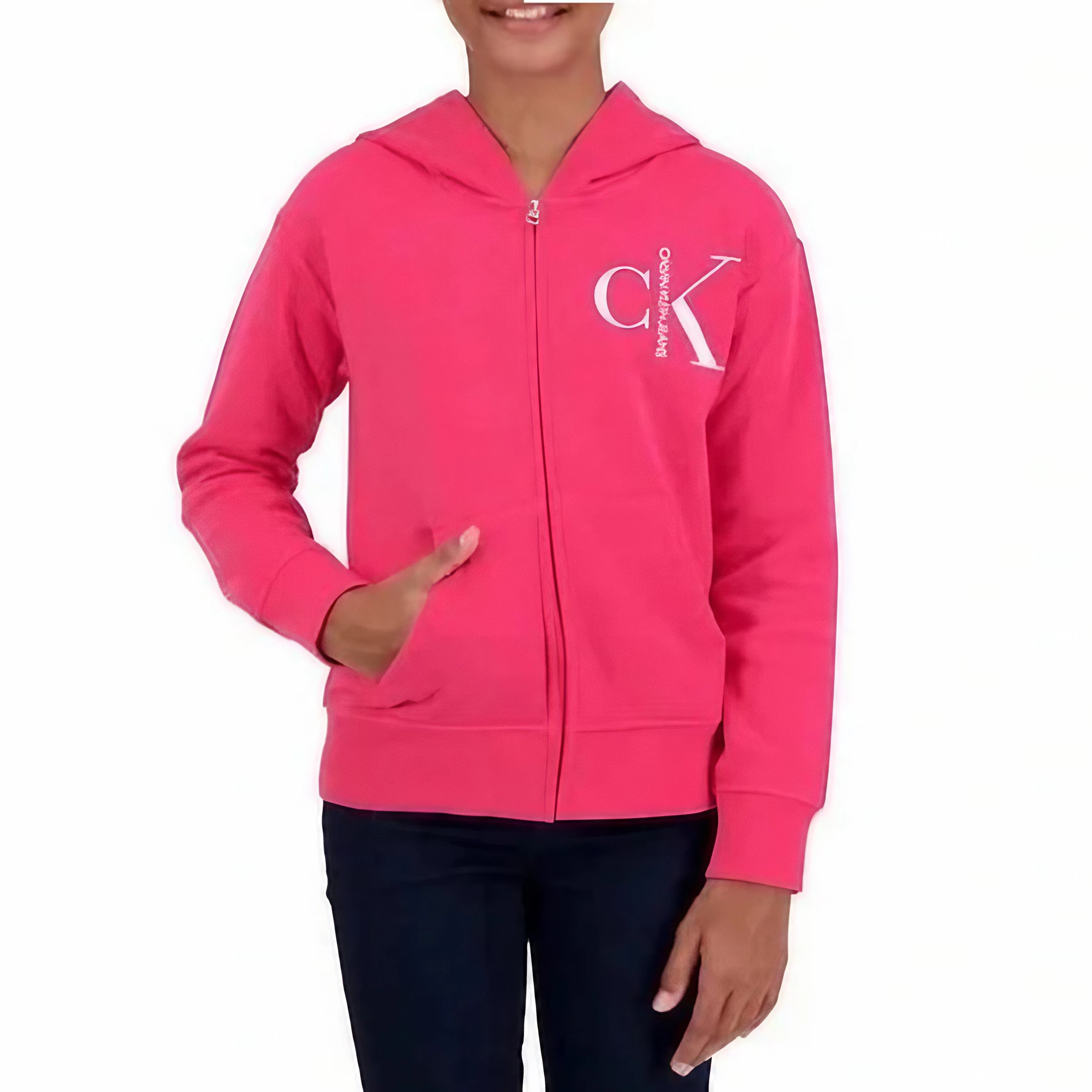 Sudadera Calvin Klein Zipper Hoodie Rosa para Niña