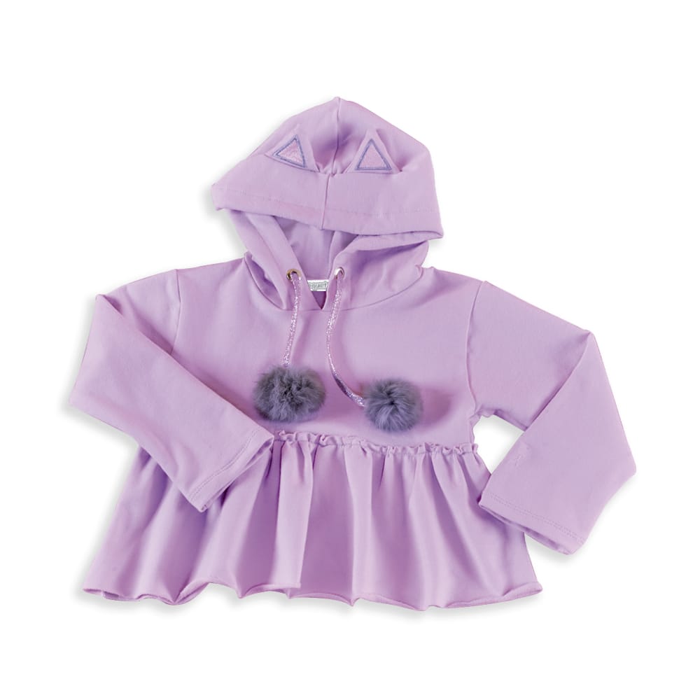 Sudadera Coqueta Para Niña De Algodón Morado Con Orejitas Decorativas