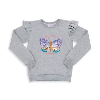 Foto 1 | Sudadera Coqueta Para Niña De Algodón Gris Con Lentejuelas Reversibles