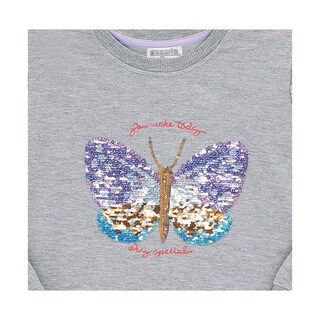 Foto 3 | Sudadera Coqueta Para Niña De Algodón Gris Con Lentejuelas Reversibles