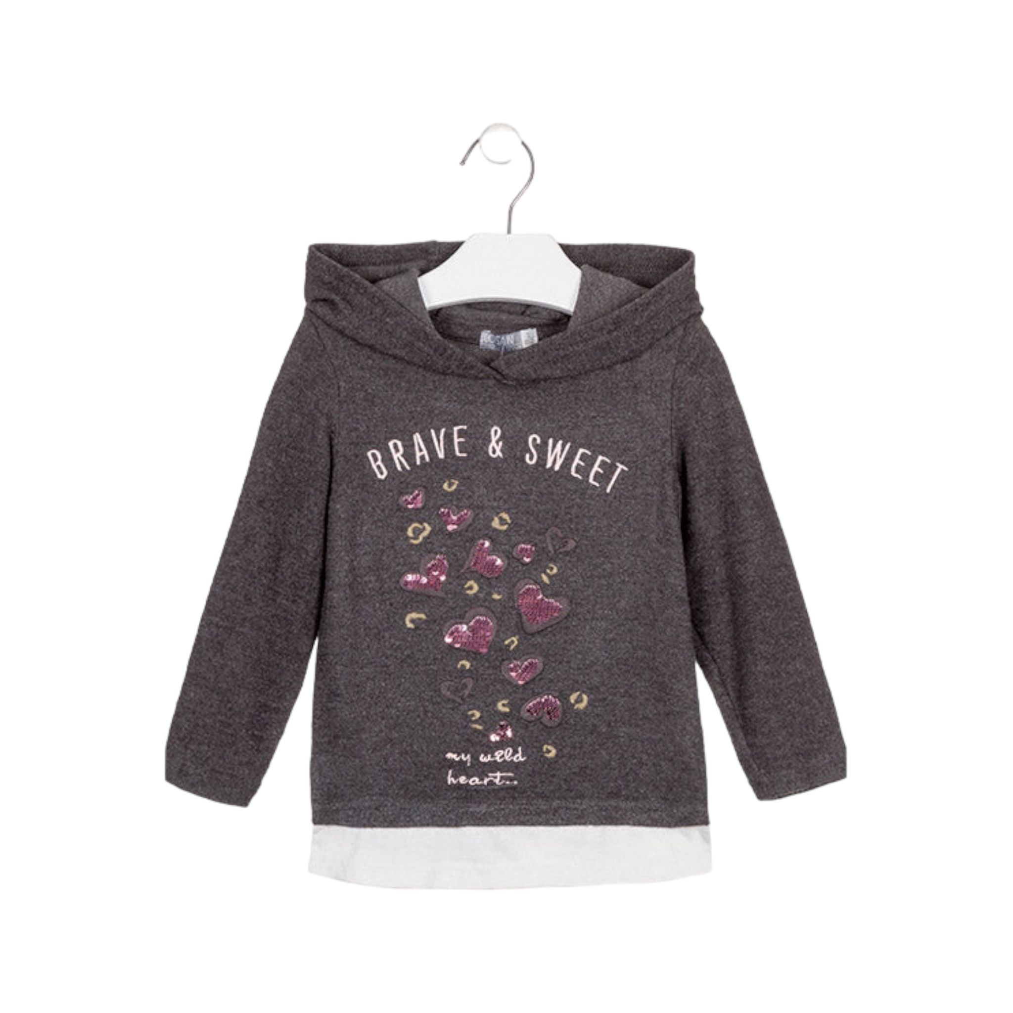 Playera Con Capucha Brave & Sweet Lentejuelas Losan