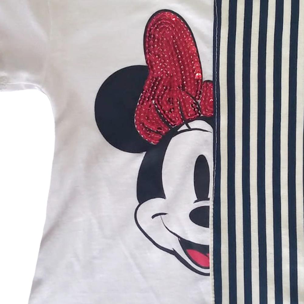 Foto 3 pulgar | Playera Estampada Con Lentejuela Disney Minnie Blanco