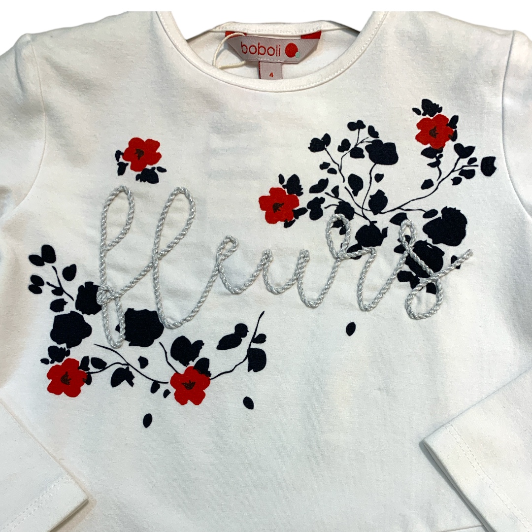 Foto 4 pulgar | Playera Floreada Blanca Flowers Niña Boboli