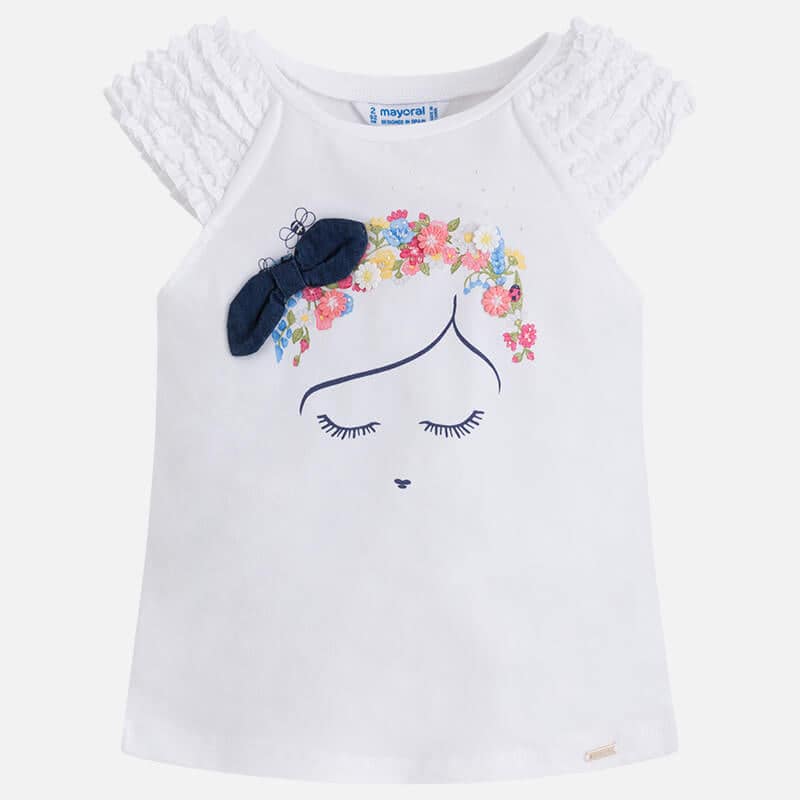 Playera Con Estampado Flores Moño Para Niña Mayoral $689