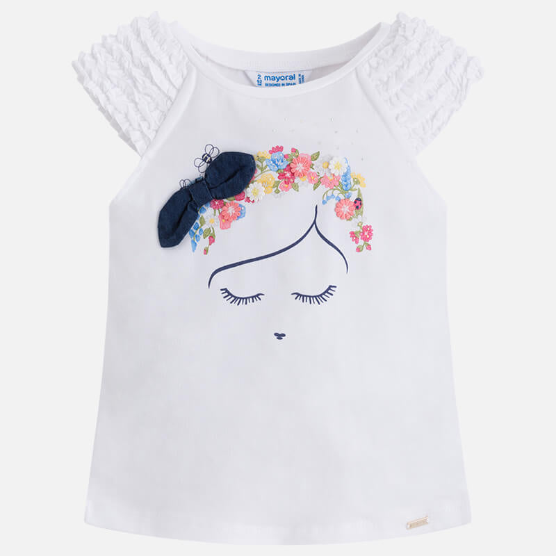 Foto 1 | Playera Con Estampado Flores Moño Para Niña Mayoral