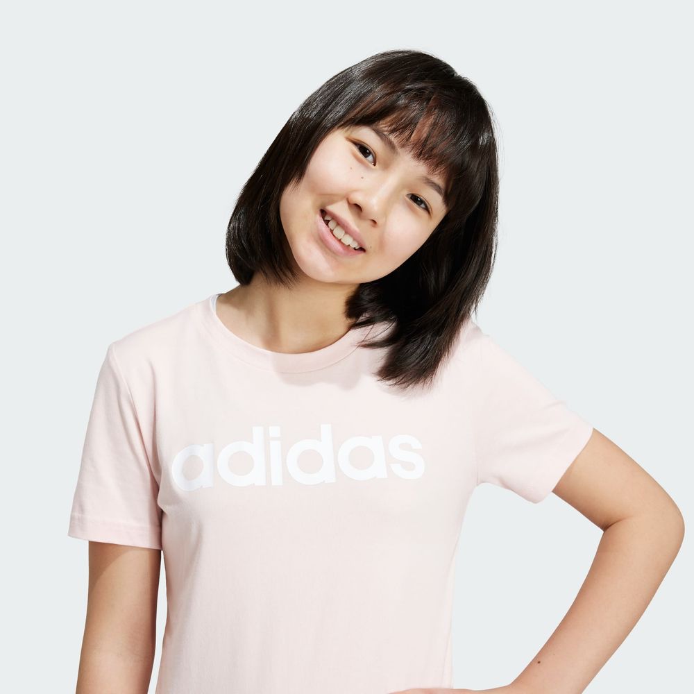 Foto 7 | Playera Essentials Logo Linear Algodón Ajuste Ceñido Adidas Rosa Niños