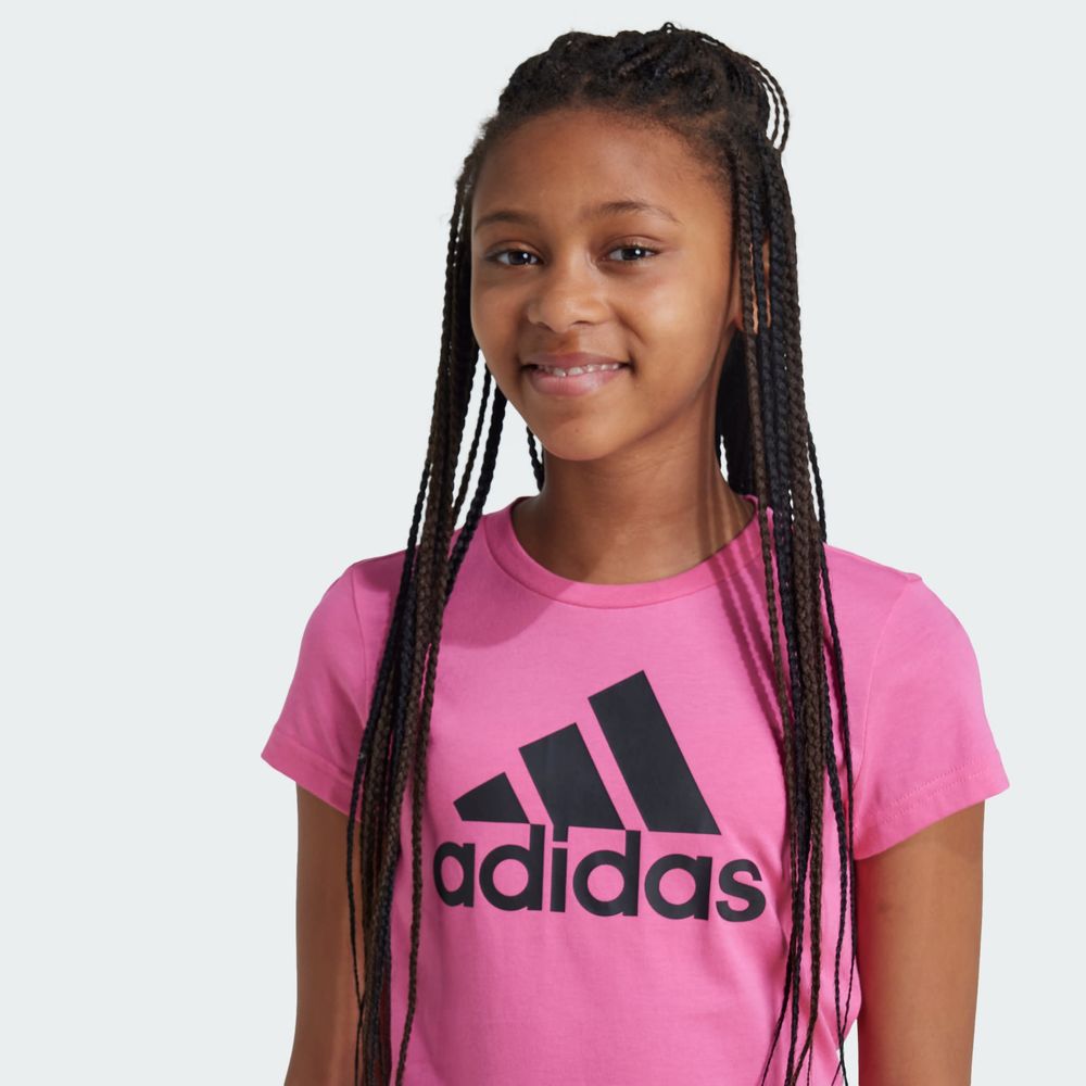 Foto 7 | Playera Essentials Logo Grande Algodón Adidas Rosa Niños