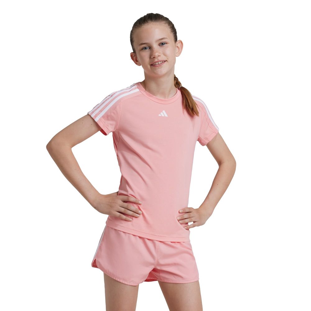 Foto 2 | Playera Deportiva Train Essentials Aeroready 3 Franjas Adidas Rosa Niños