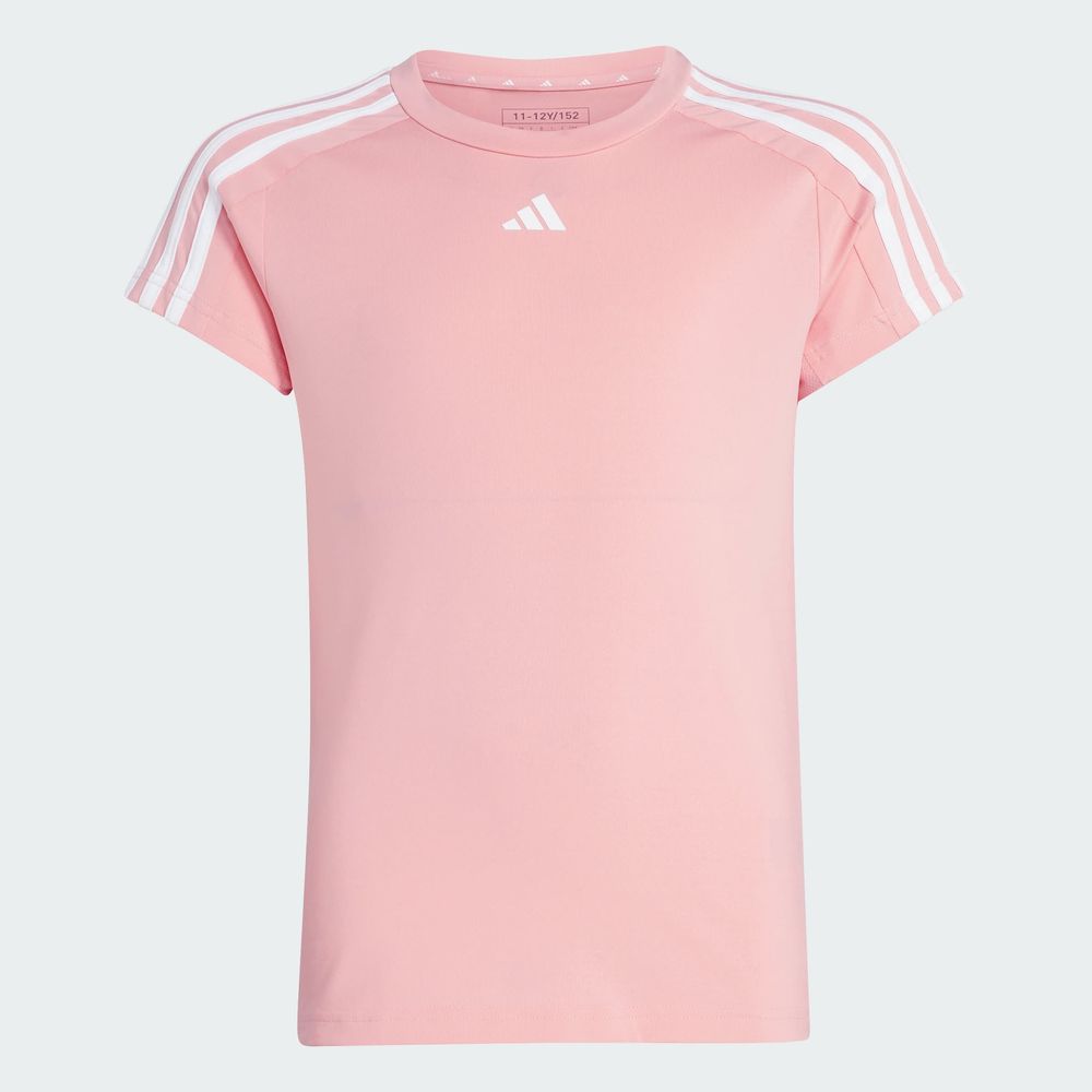 Foto 4 pulgar | Playera Deportiva Train Essentials Aeroready 3 Franjas Adidas Rosa Niños