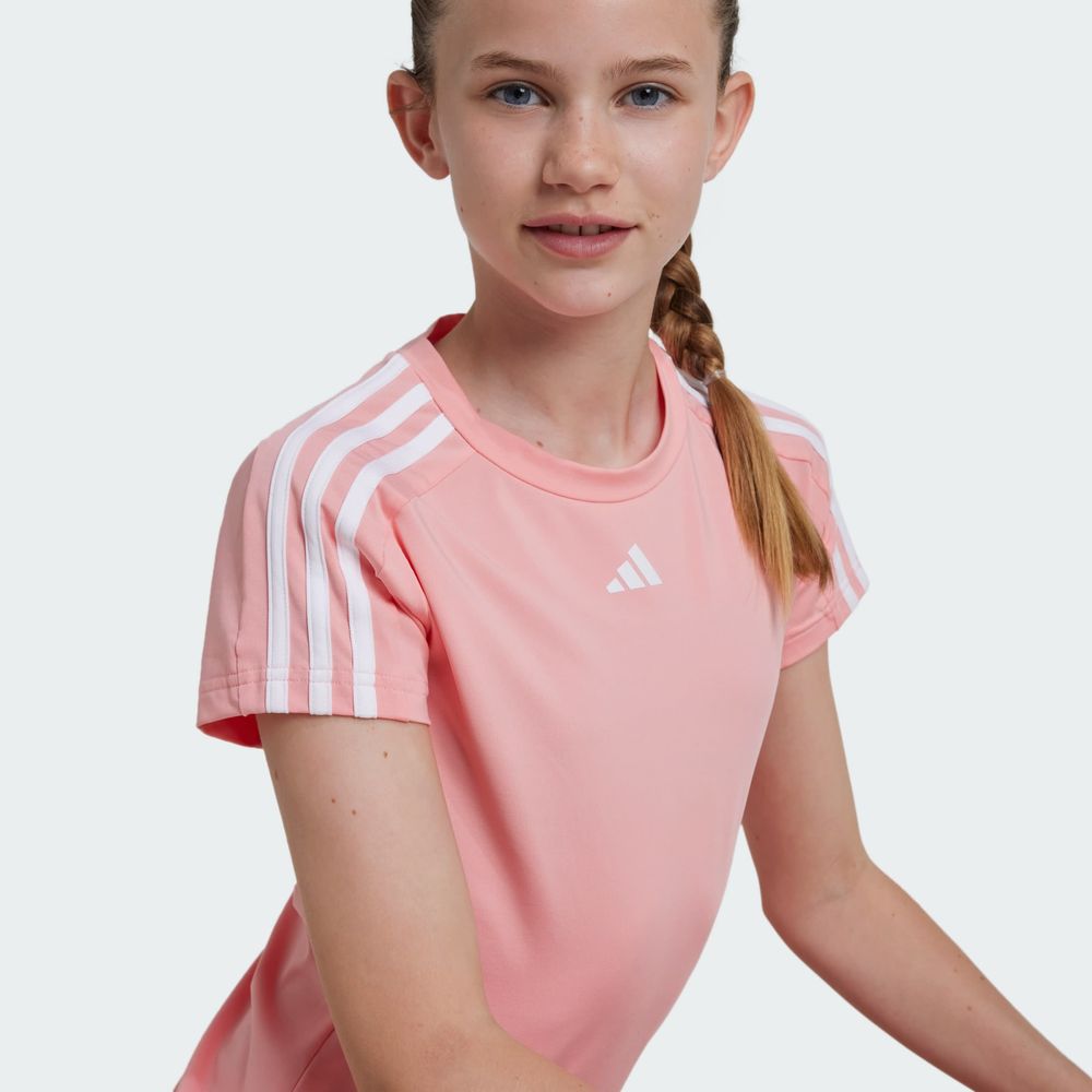 Foto 9 pulgar | Playera Deportiva Train Essentials Aeroready 3 Franjas Adidas Rosa Niños