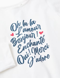 Foto 2 | Playera De Manga Larga De Algodón Para Niña 'oh La La', Blanco Zippy