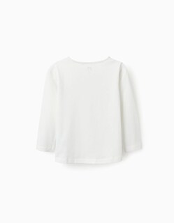 Foto 3 | Playera De Manga Larga De Algodón Para Niña 'oh La La', Blanco Zippy