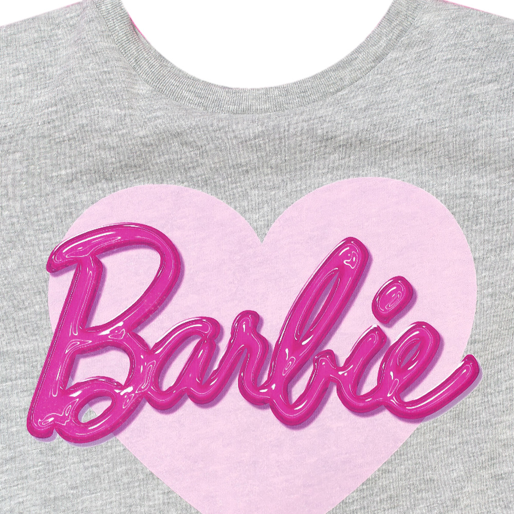 Foto 3 pulgar | Playera En Cuello Redondo Con Corazon Y Estampado De Barbie Para Niña