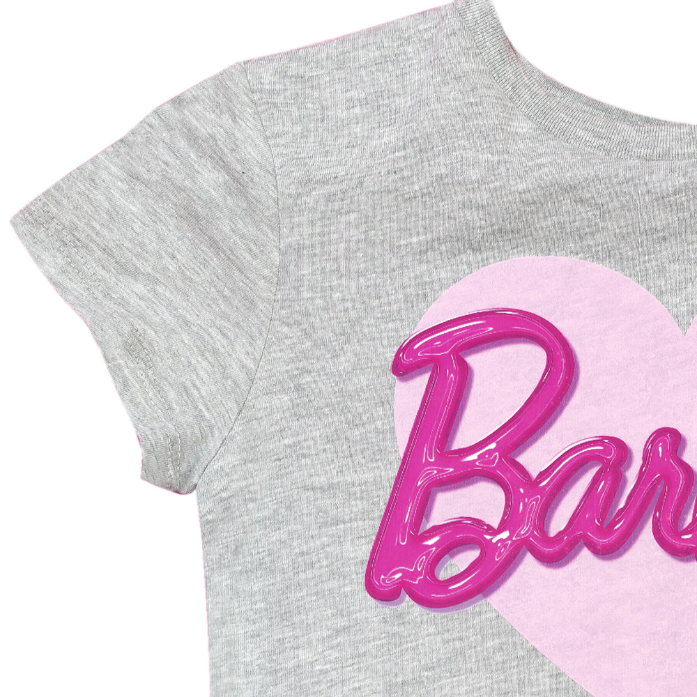 Foto 5 pulgar | Playera En Cuello Redondo Con Corazon Y Estampado De Barbie Para Niña