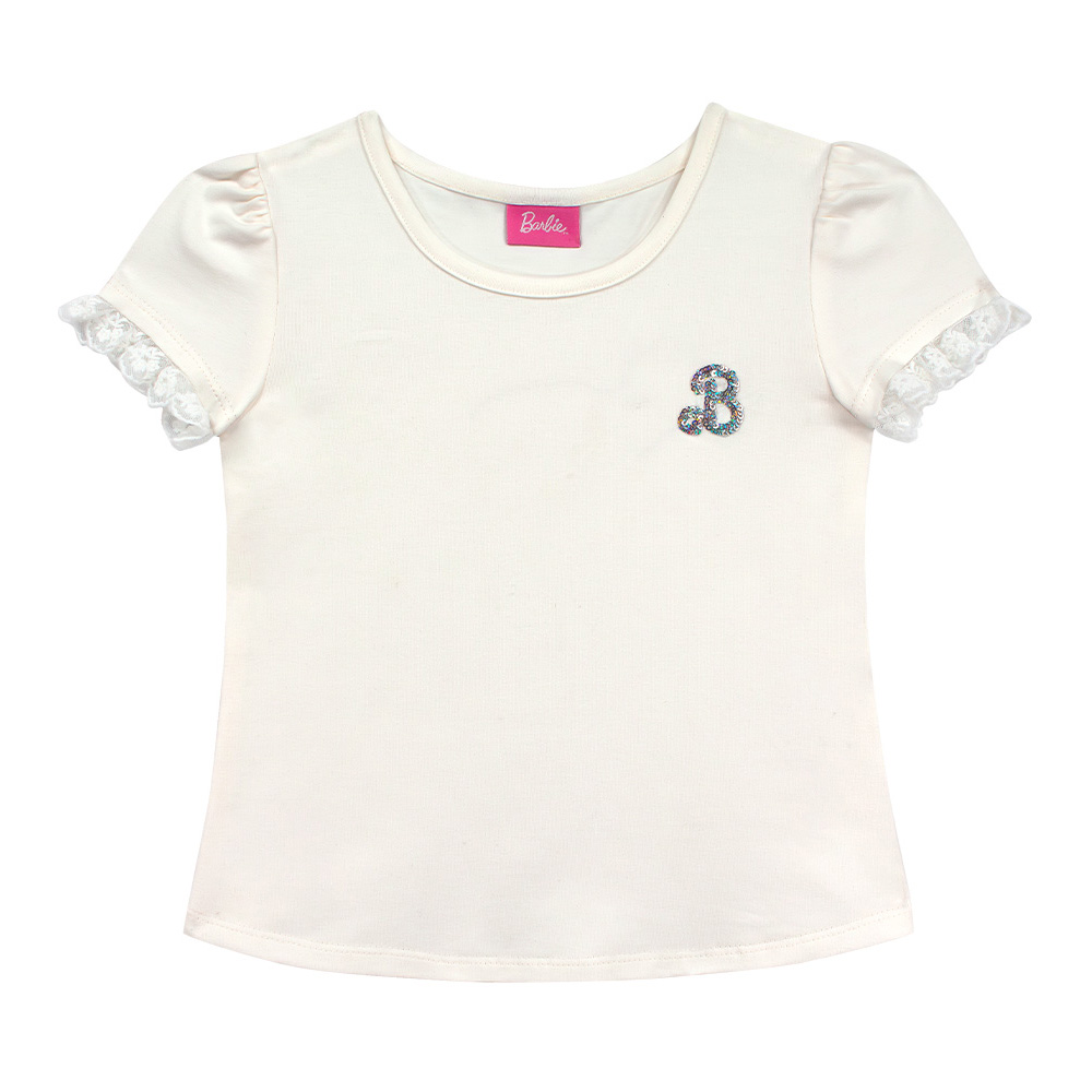Playera Con Cuello Redondo Y Bordado En Lentejuela Para Niña
