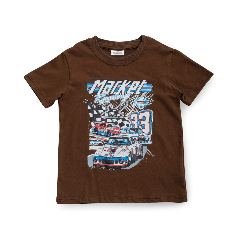 Foto 2 | Playera Audaz Para Niño De Algodón Café Con Estampado De Autos De Carrera