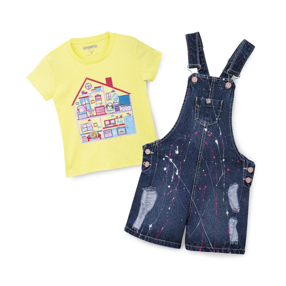 Foto 4 | Playera Coqueta Para Niña De Algodón Amarillo Con Casa Interactiva