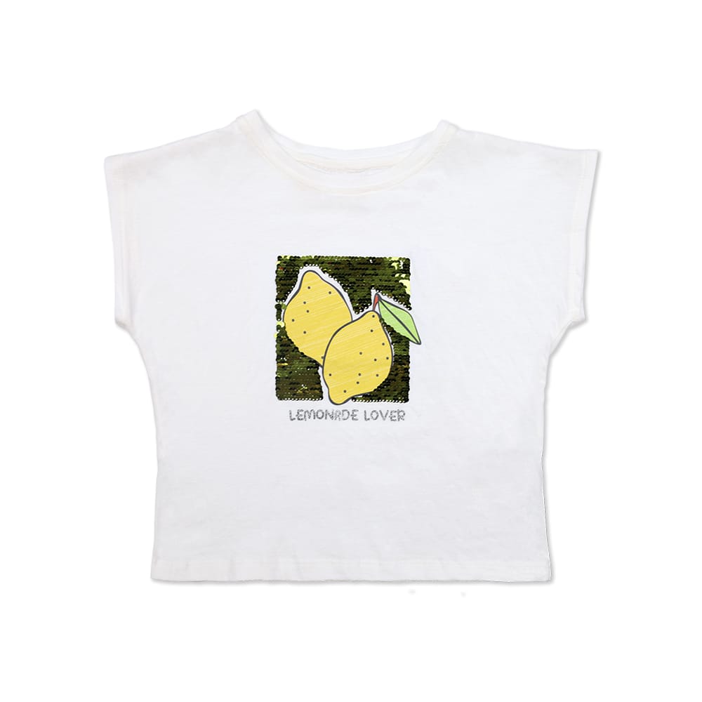 Foto 2 pulgar | Playera Coqueta Para Niña En Algodón Blanco Con Lentejuela Reversible