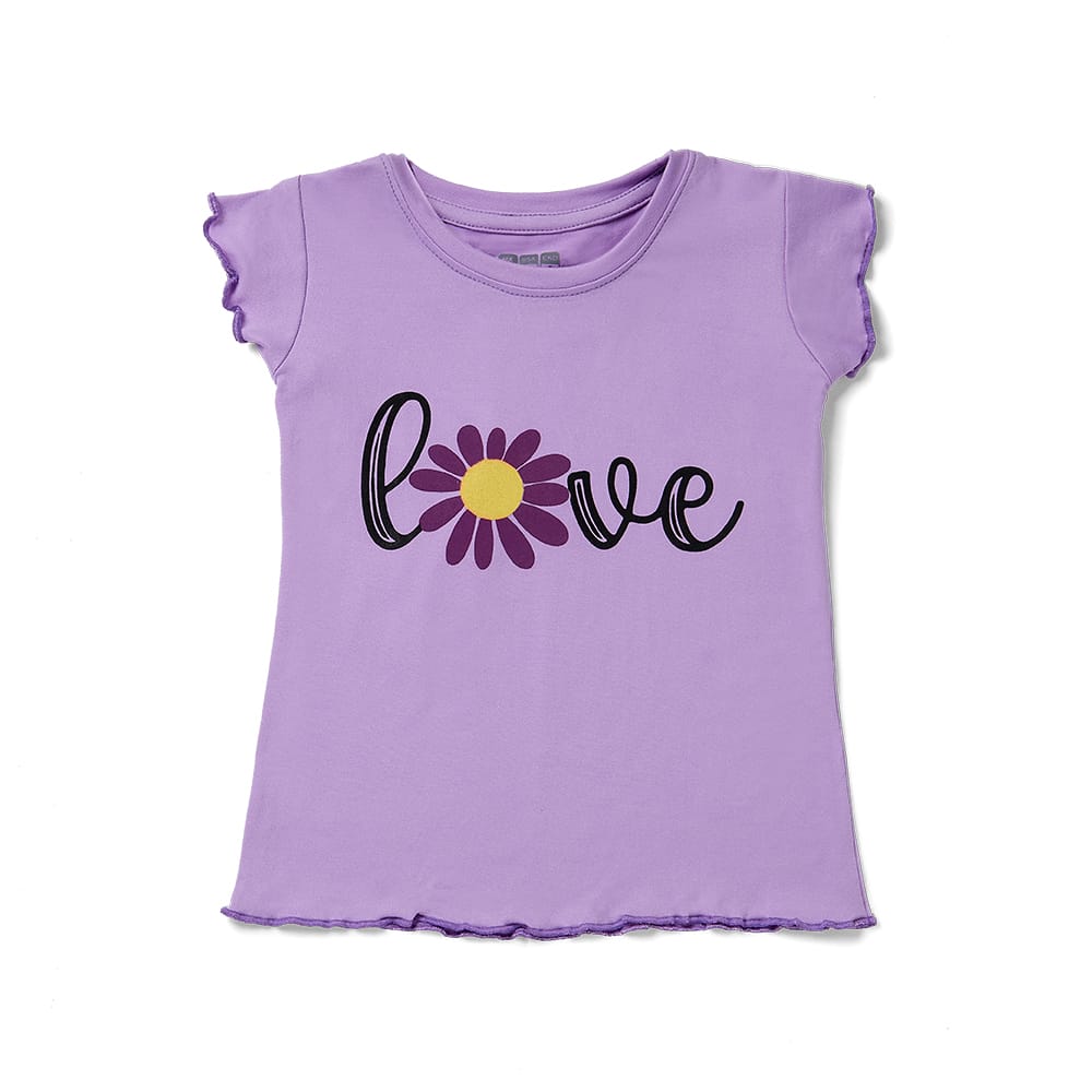 Playera Coqueta Para Niña De Poliéster Lila Con Estampado De Flor