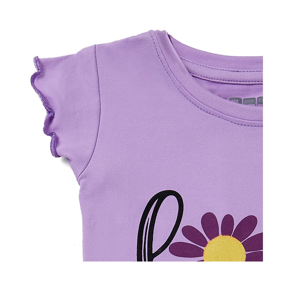 Foto 3 pulgar | Playera Coqueta Para Niña De Poliéster Lila Con Estampado De Flor