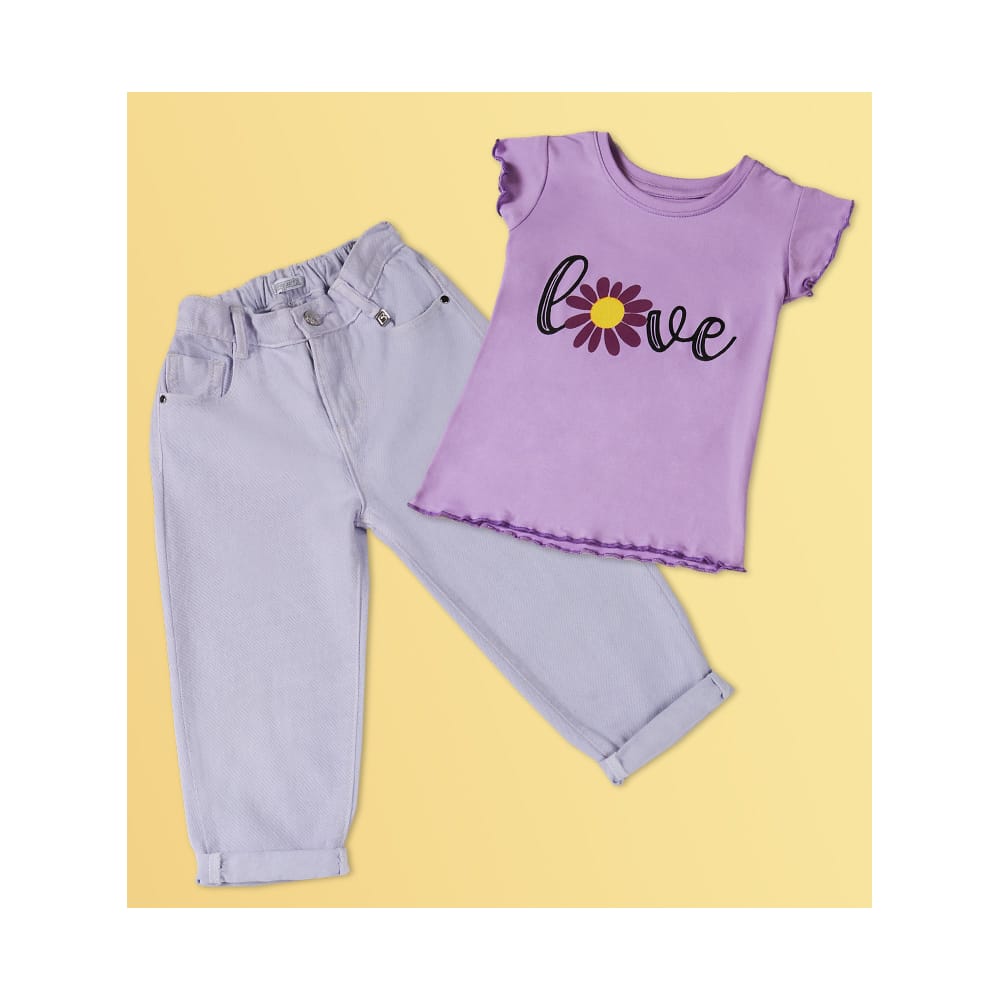 Foto 5 pulgar | Playera Coqueta Para Niña De Poliéster Lila Con Estampado De Flor