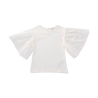 Foto 1 | Playera Coqueta Para Niña En Algodón Blanco Con Mangas Acampanadas
