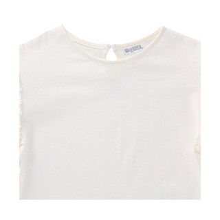 Foto 3 | Playera Coqueta Para Niña En Algodón Blanco Con Mangas Acampanadas