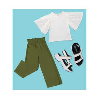 Foto 4 | Playera Coqueta Para Niña En Algodón Blanco Con Mangas Acampanadas