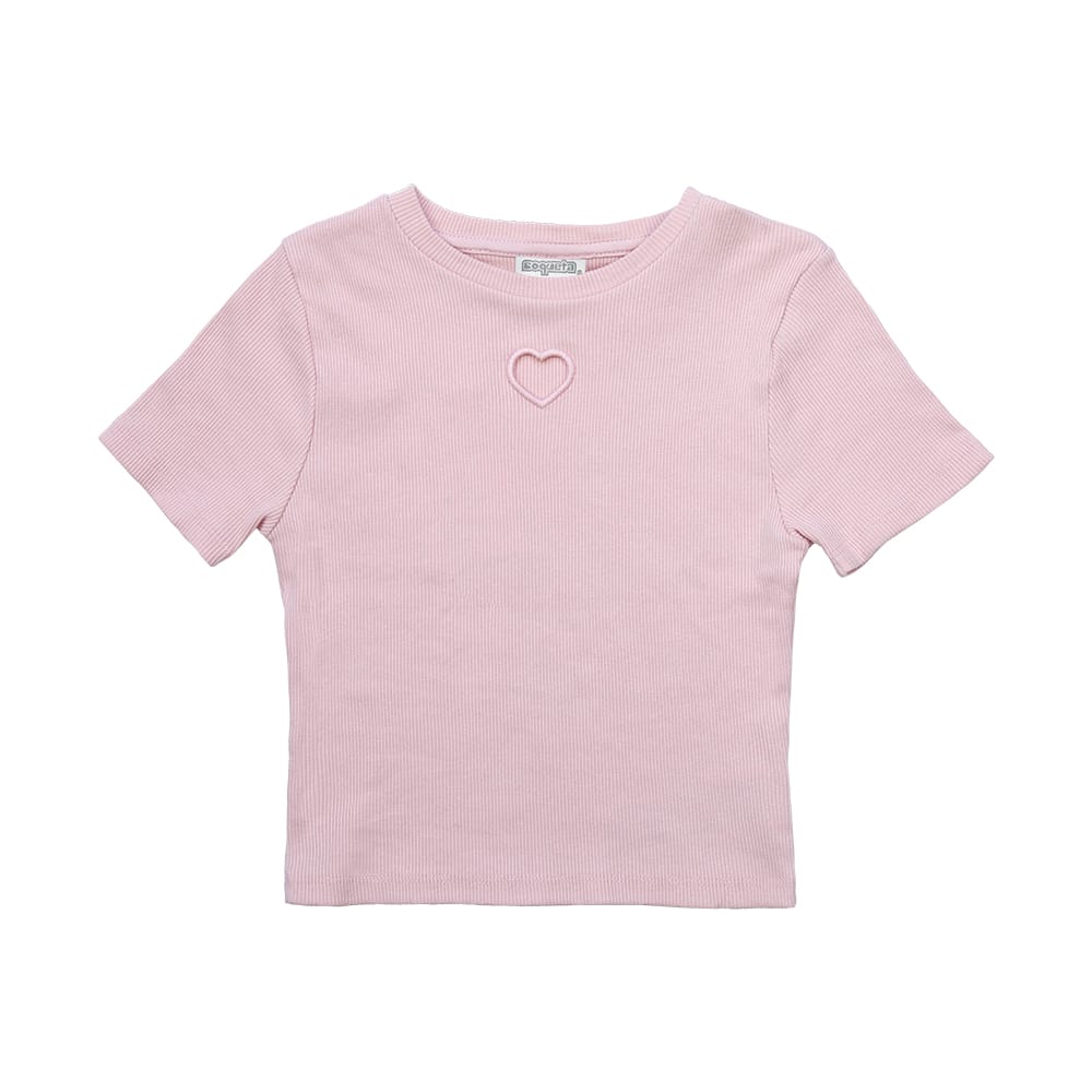 Playera Coqueta Para Niña En Algodón Rosa Con Detalle De Corazón