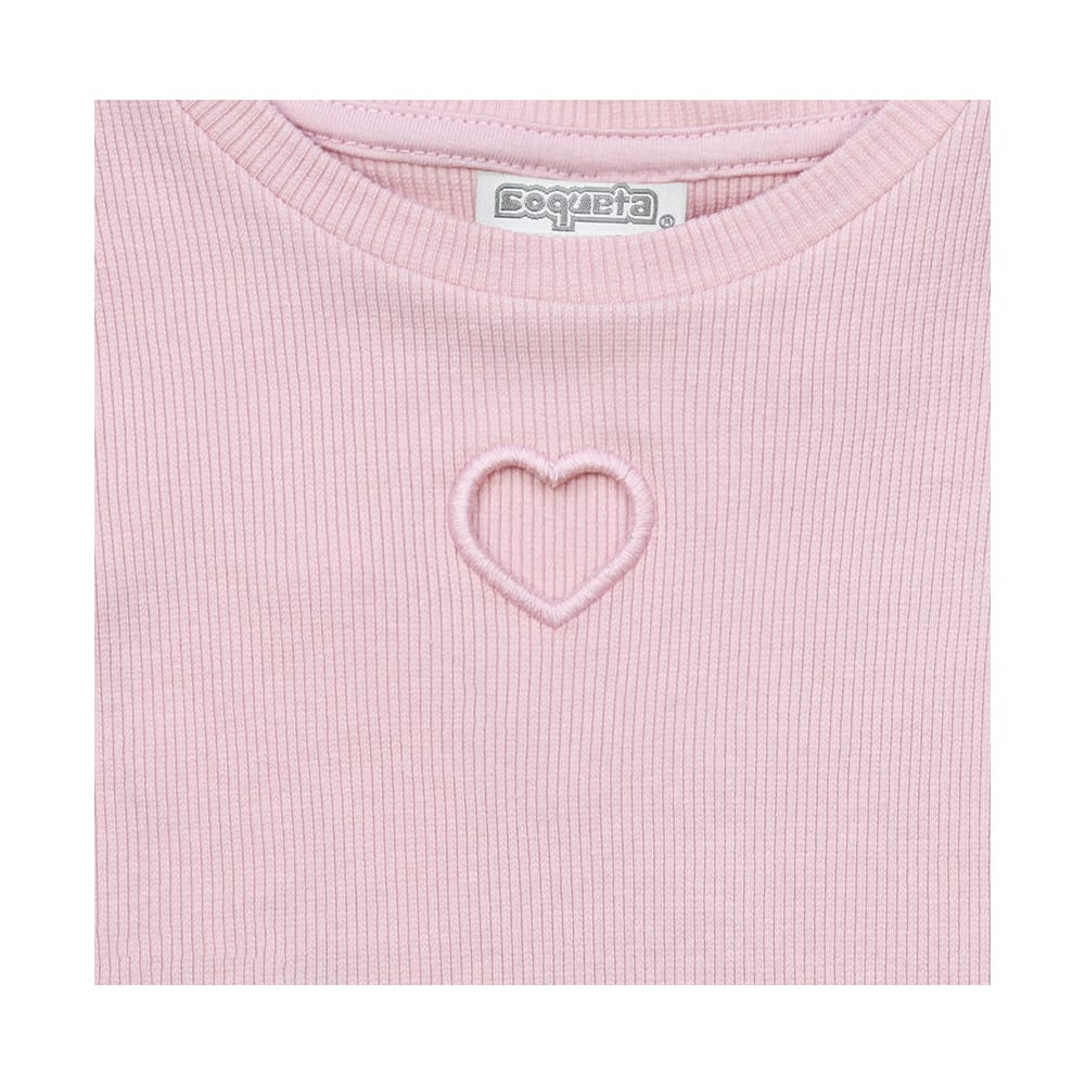 Foto 3 pulgar | Playera Coqueta Para Niña En Algodón Rosa Con Detalle De Corazón