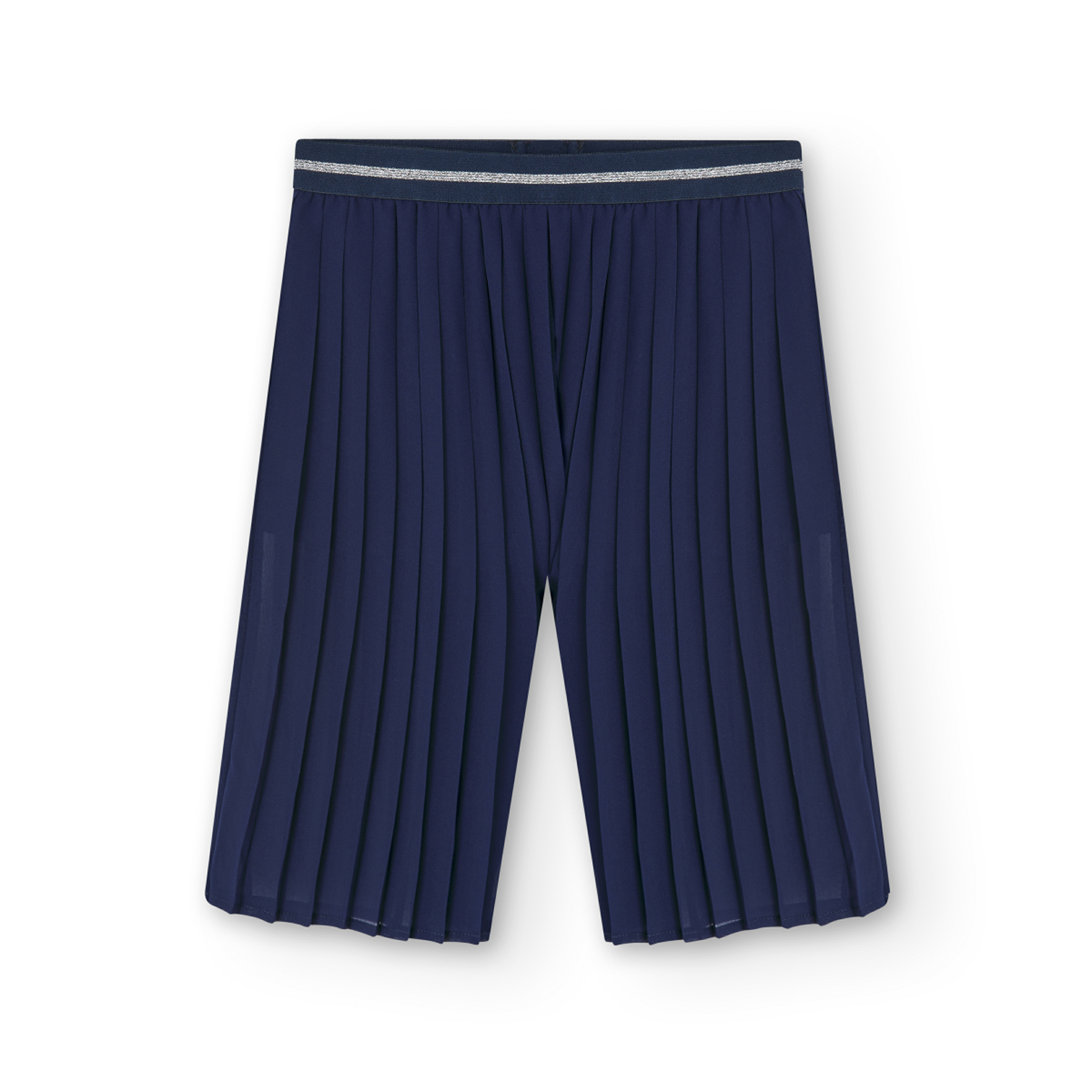 Pantalón Capri de Gasa Plisada Boboli Azul Marino para Niña