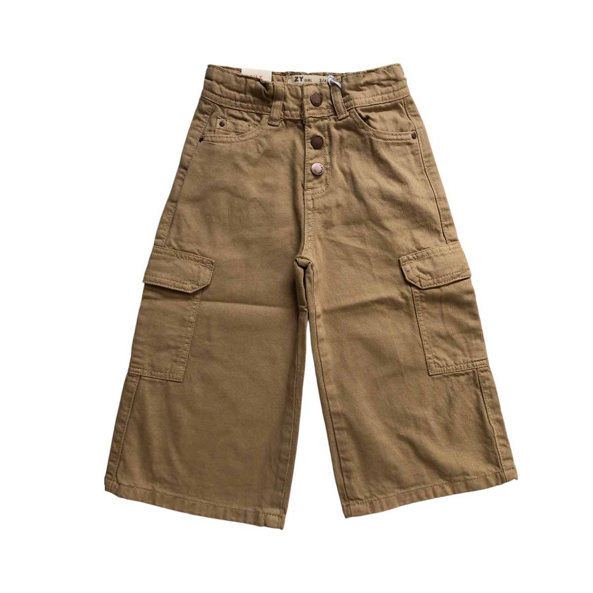 Foto 2 pulgar | Pantalón Cargo Zippy Beige Twill Dark Beige Wide Leg