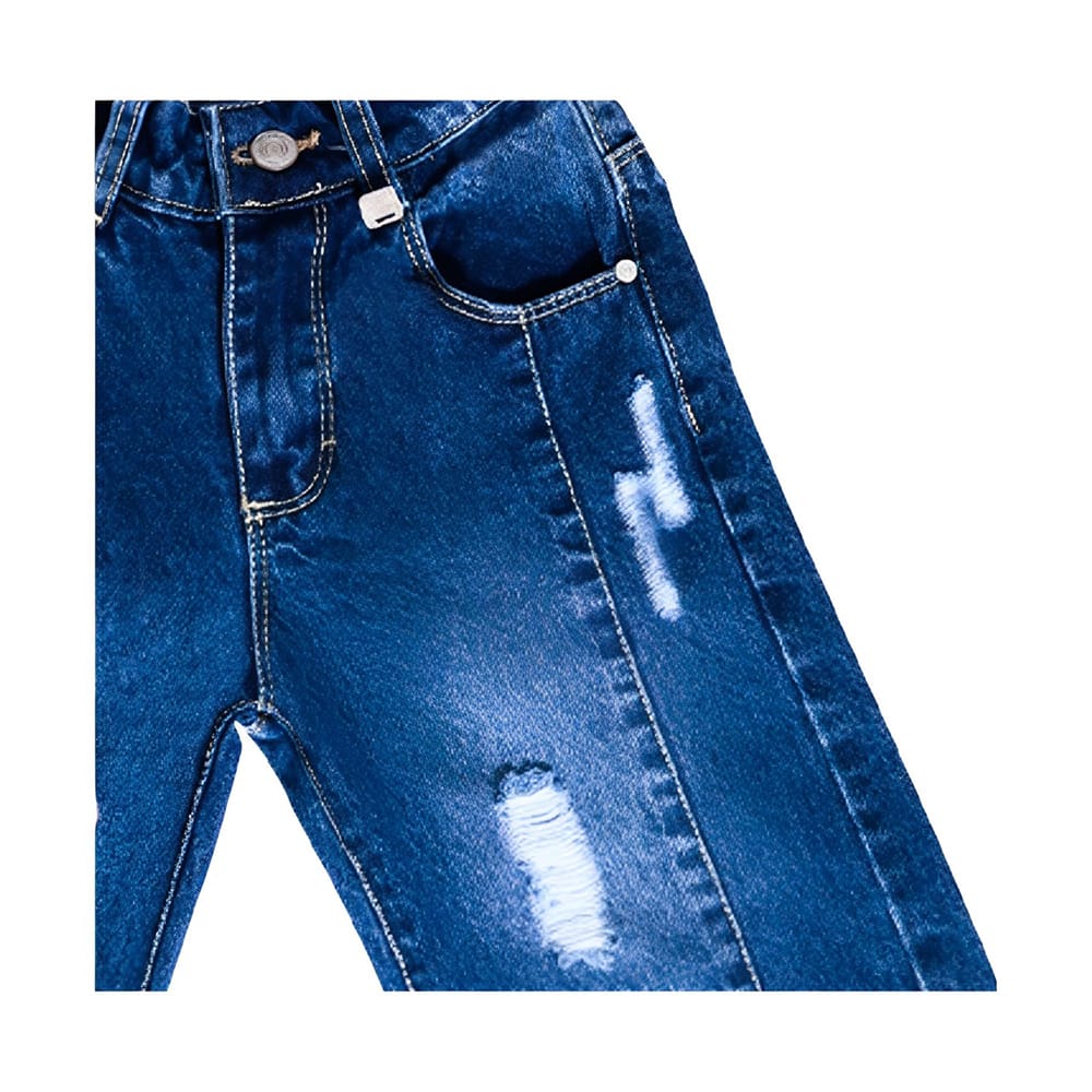 Foto 4 pulgar | Jeans Coqueta Para Niña De Algodón En  Azul Marino Con Peluche