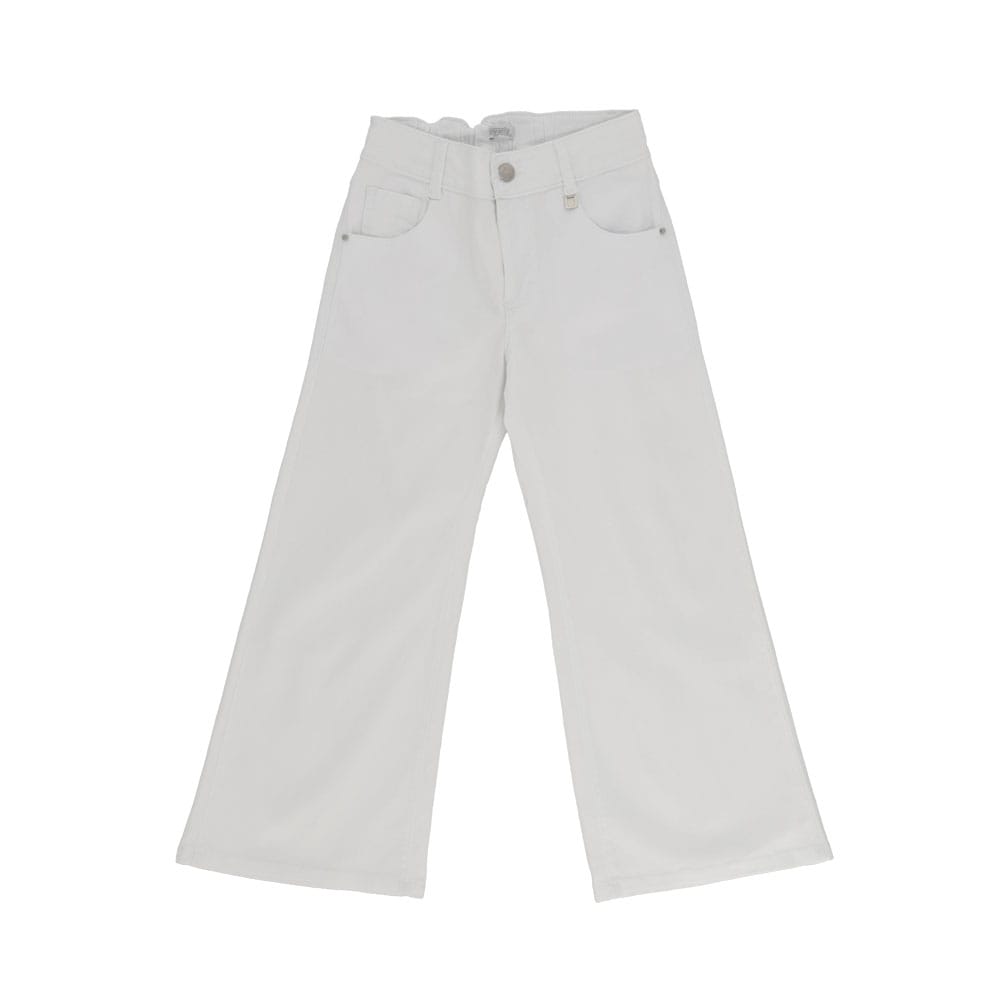 Foto 2 pulgar | Pantalón Coqueta Para Niña De Algodón Blanco Con Pierna Ancha
