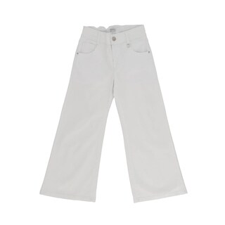 Foto 1 | Pantalón Coqueta Para Niña De Algodón Blanco Con Pierna Ancha