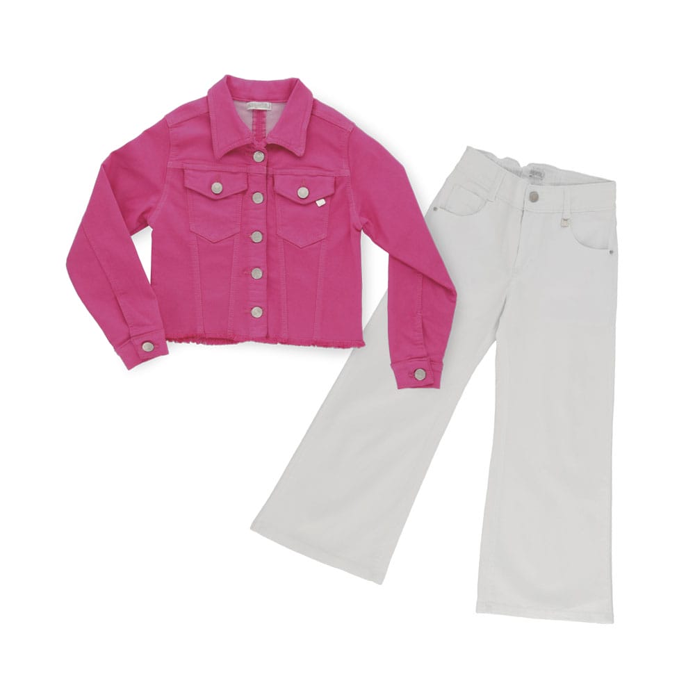 Foto 4 | Pantalón Coqueta Para Niña De Algodón Blanco Con Pierna Ancha