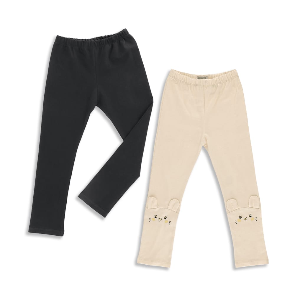 Leggings Coqueta Para Niña En Algodón Multi Con Detalles De Orejas