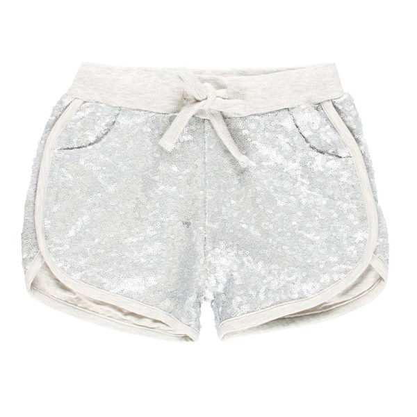 Short en Punto Boboli Plateado con Lentejuelas para Niña