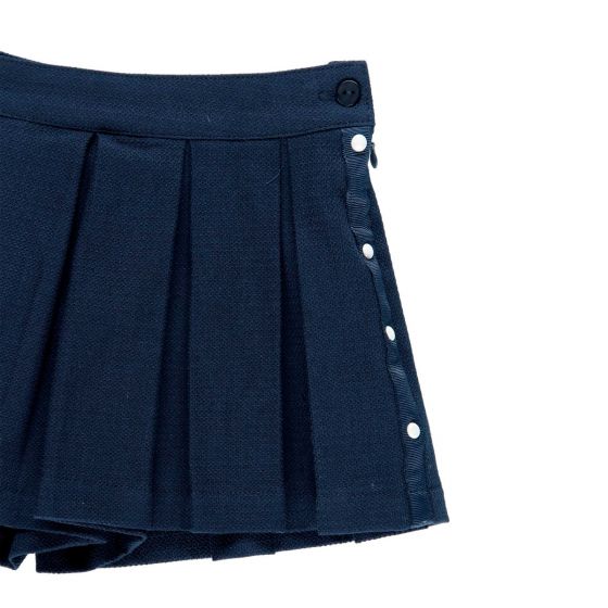 Foto 2 | Falda Short Tableado Azul Marino Con Detalles Tipo Perlas Boboli