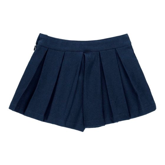 Foto 4 pulgar | Falda Short Tableado Azul Marino Con Detalles Tipo Perlas Boboli