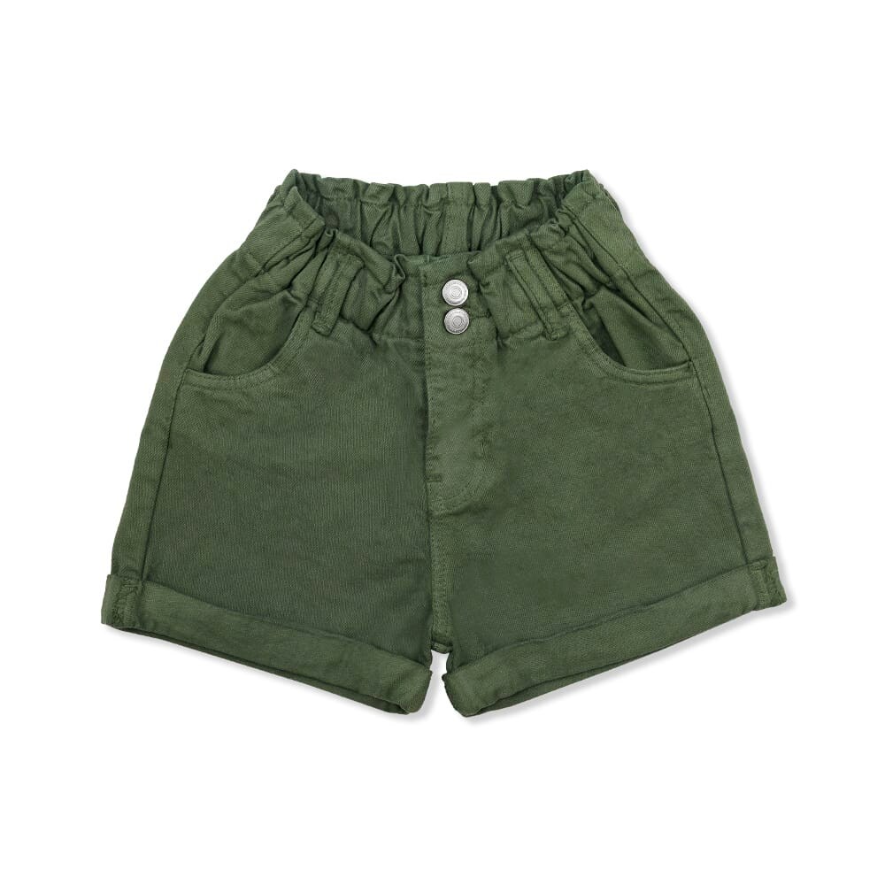 Short Coqueta Para Niña En Algodón Verde Con Pretina Elástica $532