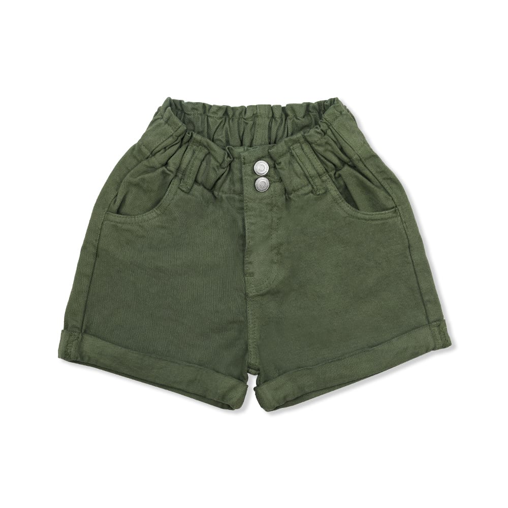 Foto 1 | Short Coqueta Para Niña En Algodón Verde Con Pretina Elástica
