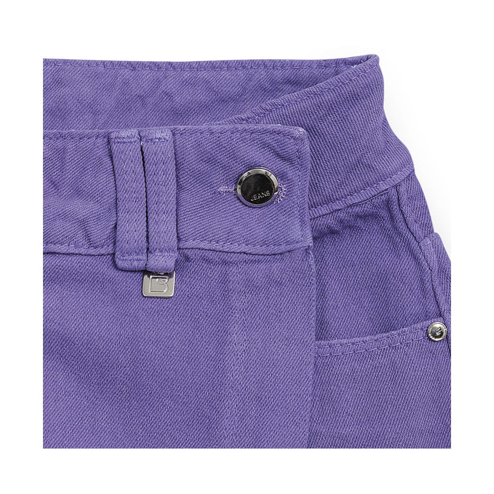 Foto 3 pulgar | Falda-short Coqueta Para Niña De Algodón Morado Con Cruce Al Frente