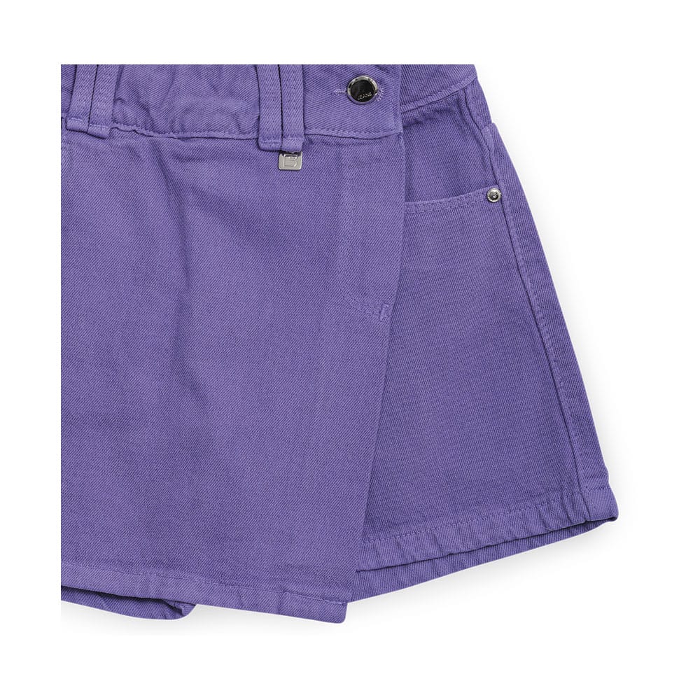 Foto 4 pulgar | Falda-short Coqueta Para Niña De Algodón Morado Con Cruce Al Frente