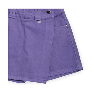 Foto 3 | Falda-short Coqueta Para Niña De Algodón Morado Con Cruce Al Frente
