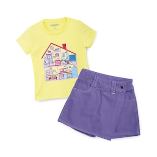 Foto 4 | Falda-short Coqueta Para Niña De Algodón Morado Con Cruce Al Frente
