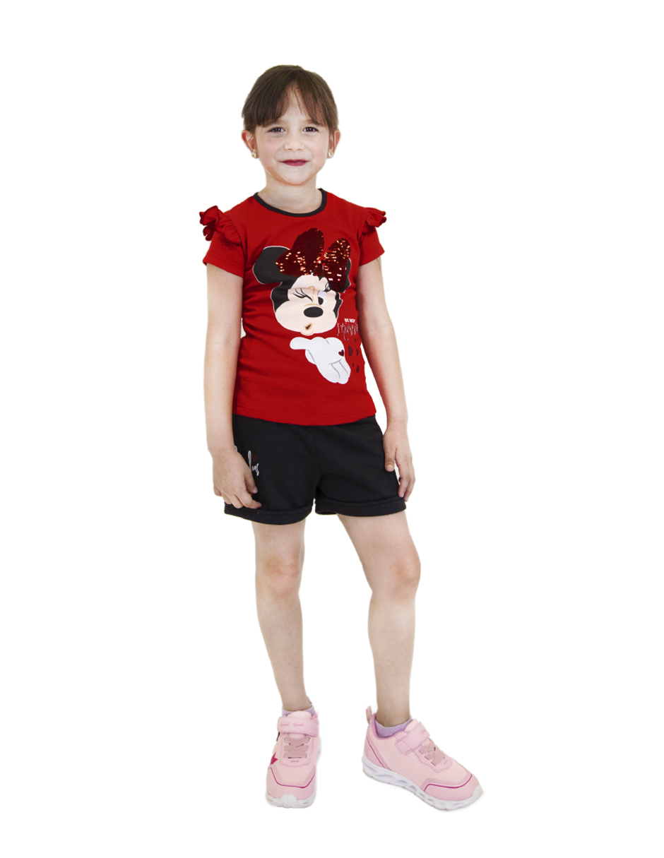 Foto 2 | Conjunto Disney 2 Playeras + Short  Minnie Mouse Multicolor para Niña