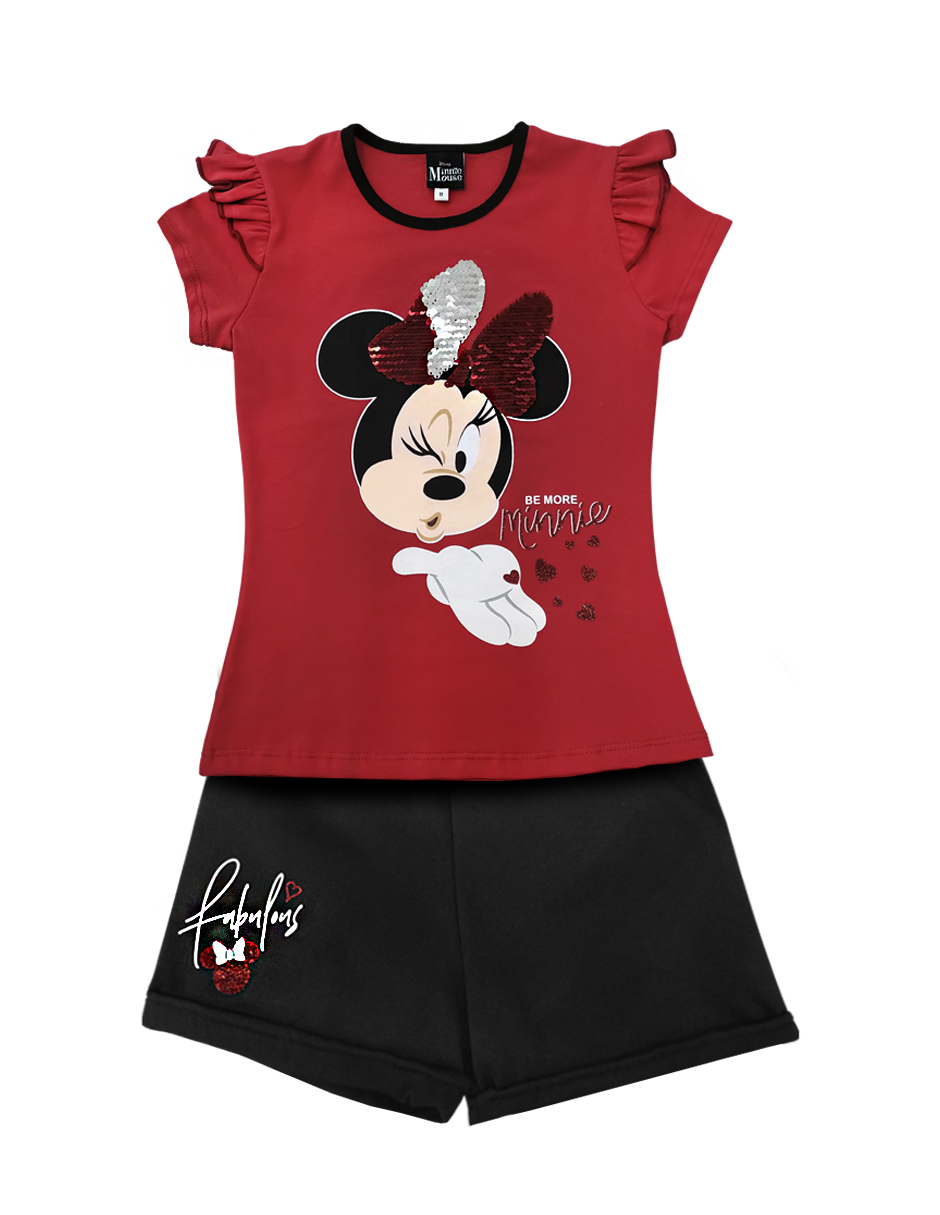 Foto 4 pulgar | Conjunto Disney 2 Playeras + Short  Minnie Mouse Multicolor para Niña